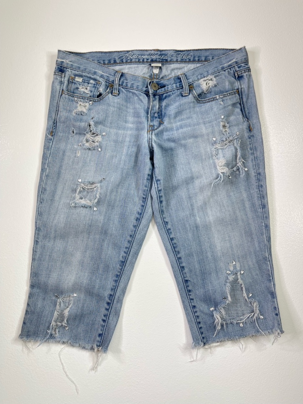 Abercrombie & Fitch Distressed Sequin Embellished Cutoff Denim Shorts Size 4